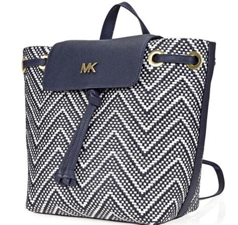 michael kors junie backpack|Junie Medium Woven Leather Backpack .